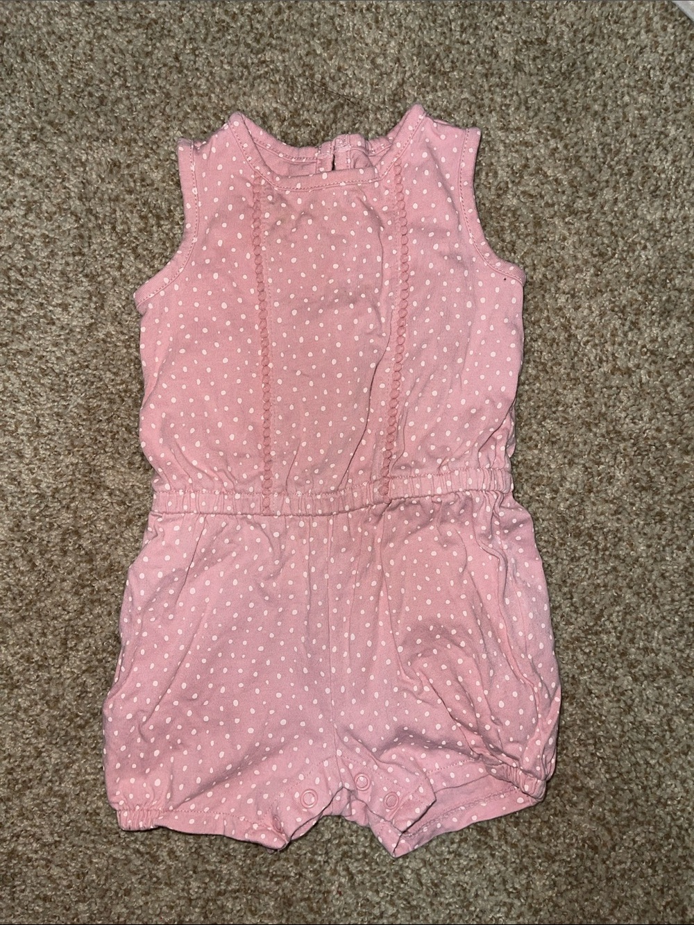 Pink polka dot romper 12 Mo